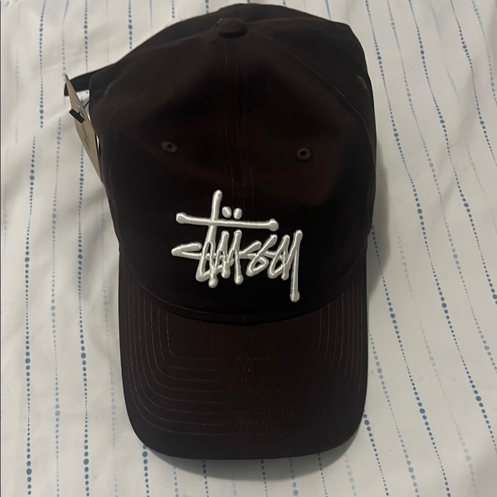 Stussy Black Cap with White Logo